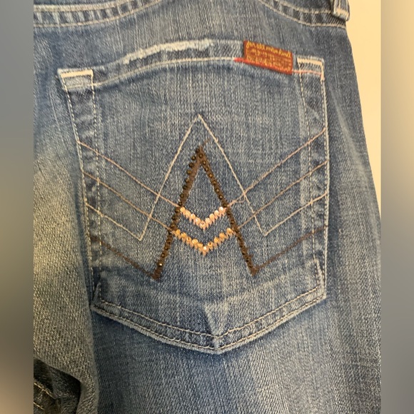 LIKE NEW 7 For All Mankind Women’s Rhinestone “A” Pocket Bootcut Jeans Size: 31 - Picture 5 of 8